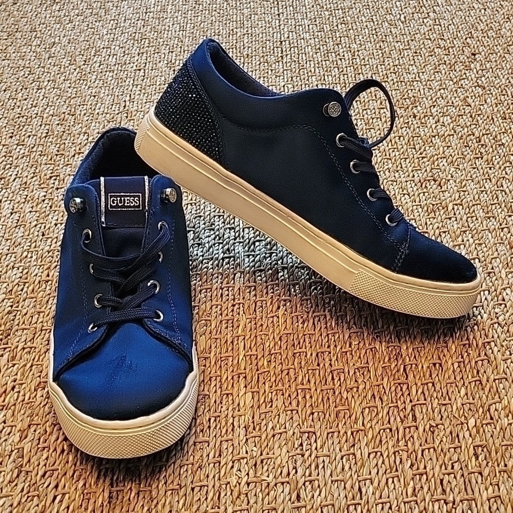GUESS blue suede shoes with rhinestones.  Very good condition size 8M.